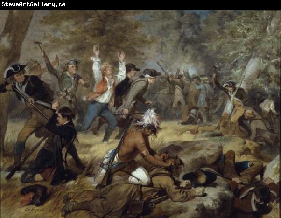 unknow artist Oil on canvas painting depicting the Wyoming Massacre, July 3, 1778.